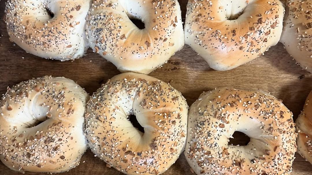 Everything bagels fresh from the oven
